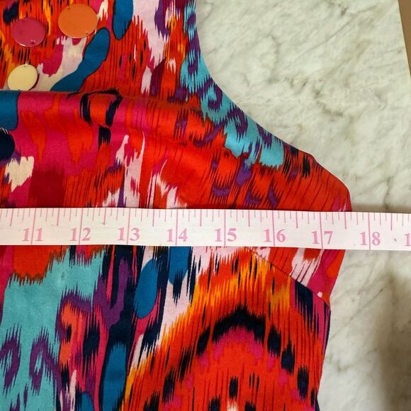 Belle BADGLEY MISCHKA Ikat Sheath Dress, Orange Pink Multi-color size 10 cotton - Picture 7 of 11